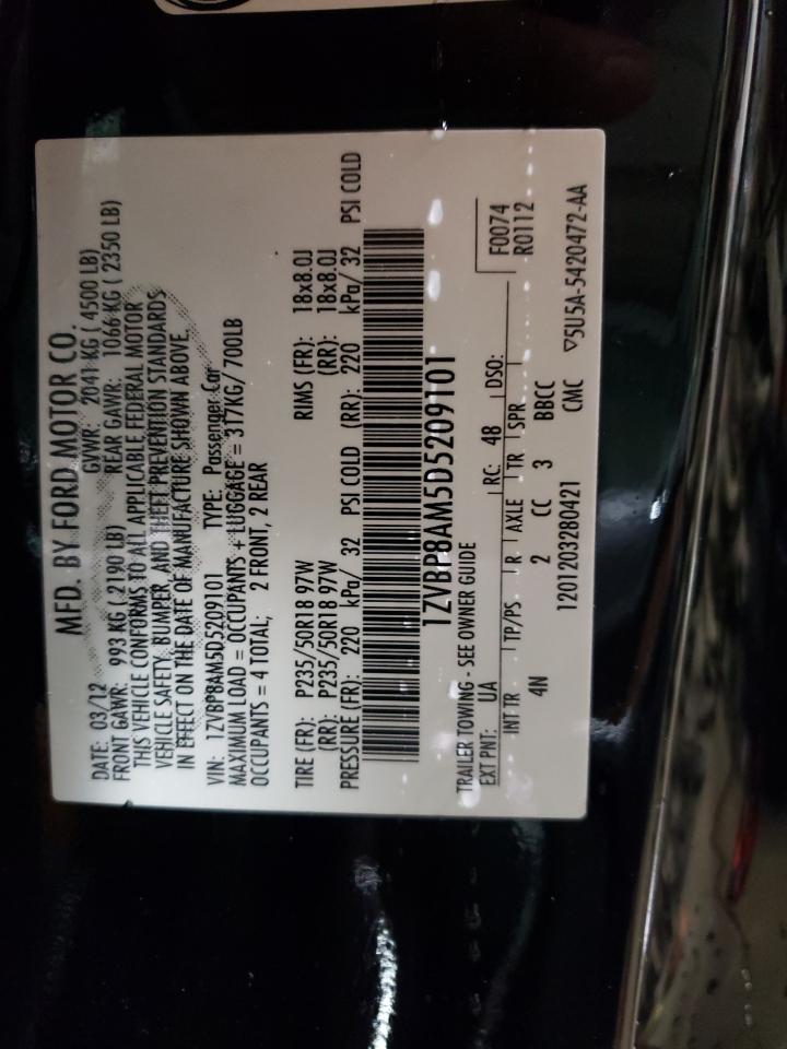 2013 Ford Mustang VIN 1ZVBP8AM5D5209101 Copart auction photo, side damage thumbnail 12