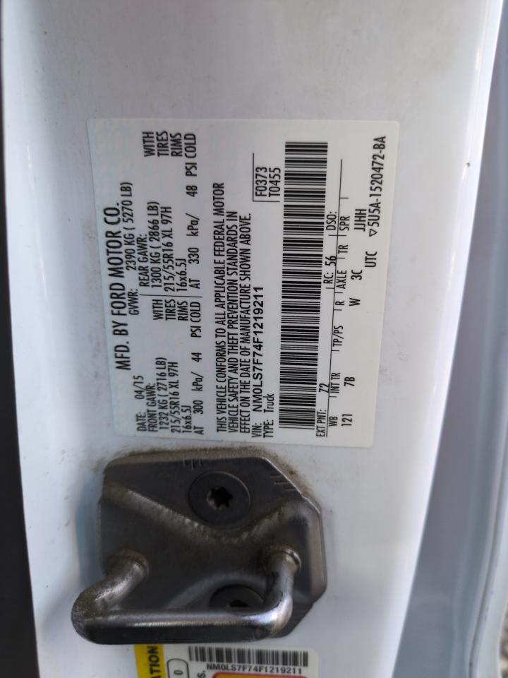 2015 Ford Transit VIN NM0LS7F74F1219211 Copart auction photo, rear end damage thumbnail 14