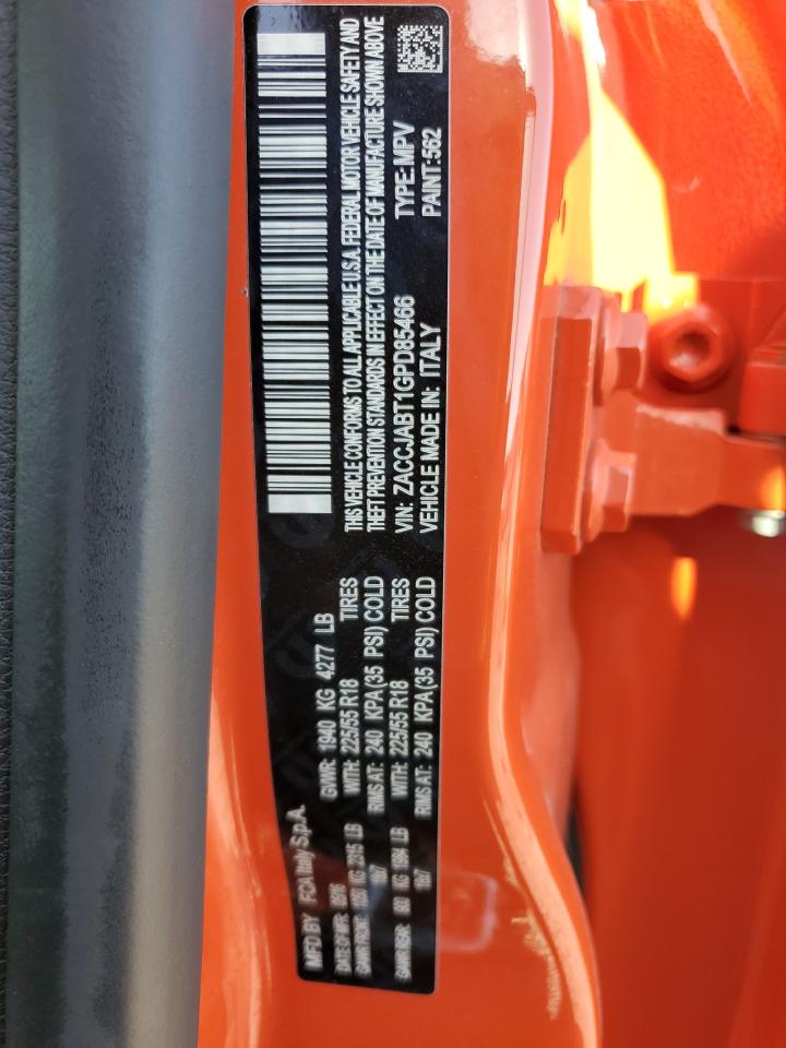 2016 Jeep Renegade VIN ZACCJABT1GPD85466 Copart auction photo, rear end damage thumbnail 12