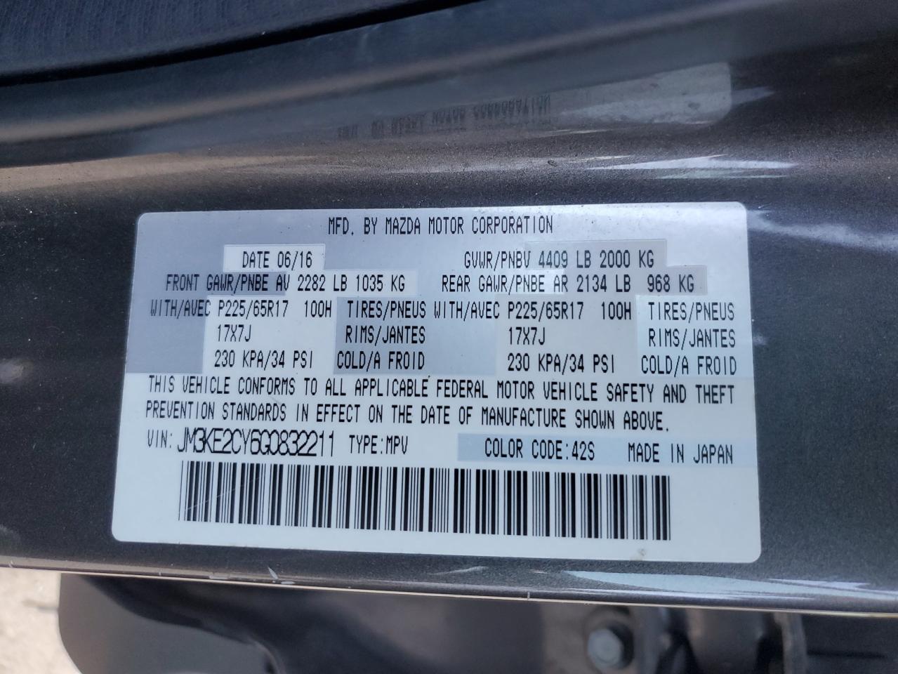2016 Mazda CX-5 VIN JM3KE2CY6G0832211 Copart auction photo, minor dent/scratches damage thumbnail 13