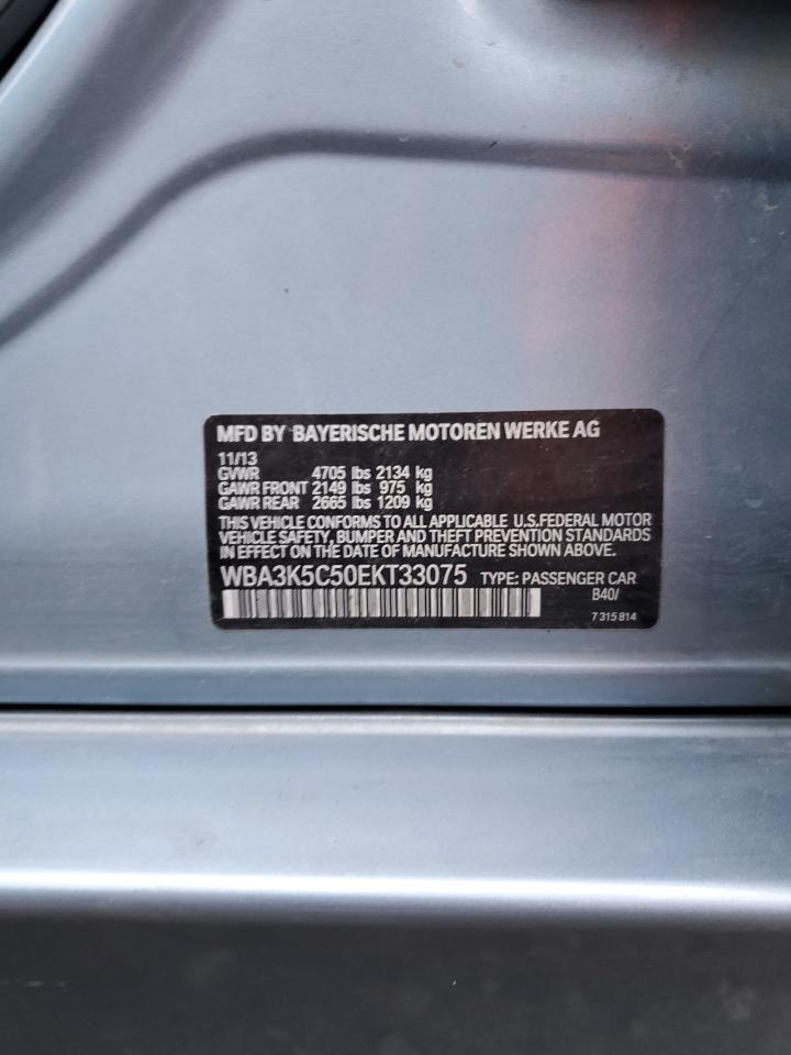 2014 BMW 3er VIN WBA3K5C50EKT33075 Copart auction photo, normal wear damage thumbnail 12