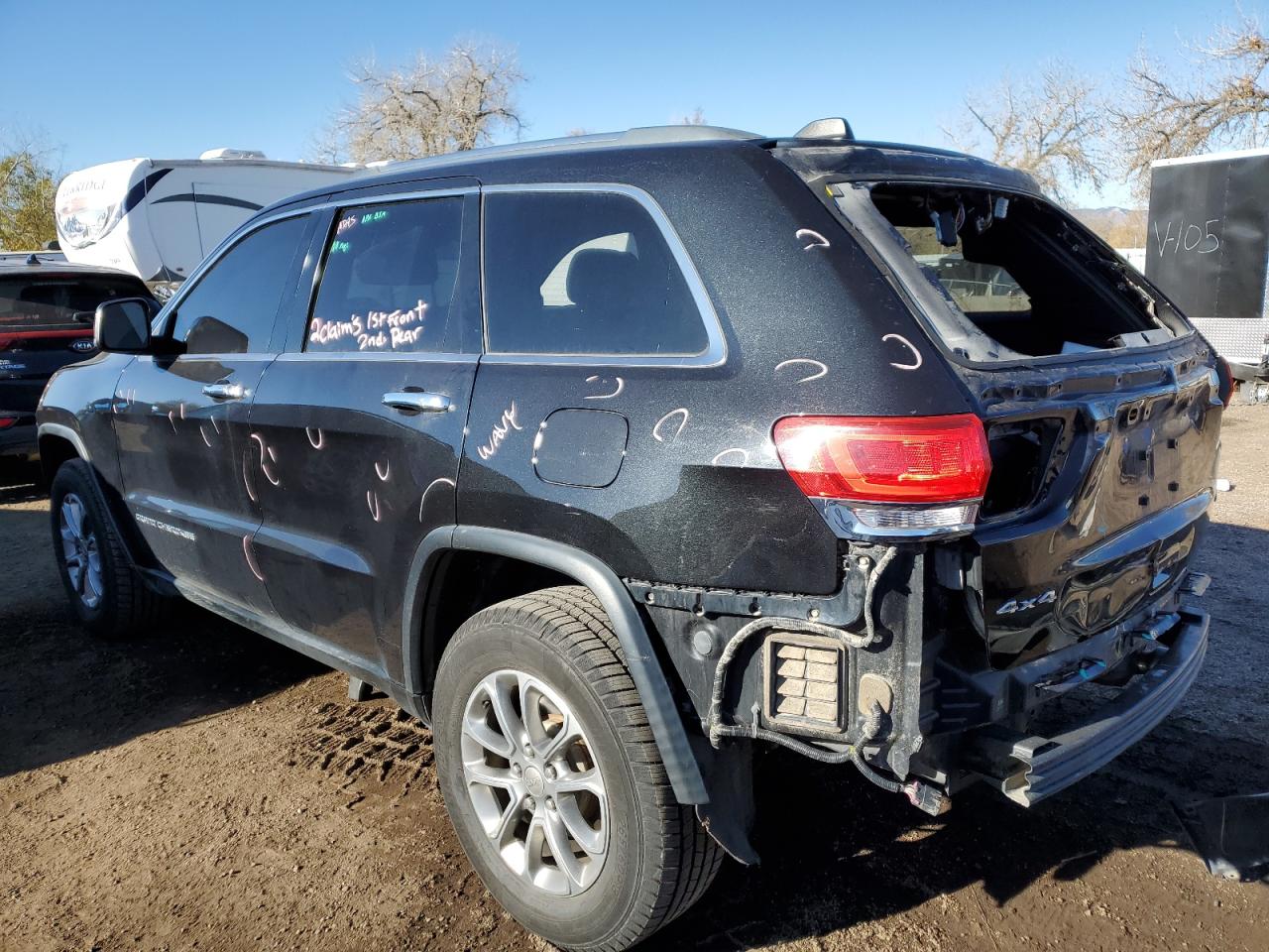 2015 Jeep Grand Cherokee VIN 1C4RJFBGXFC241671 Copart auction photo, front end / rear end damage thumbnail 2