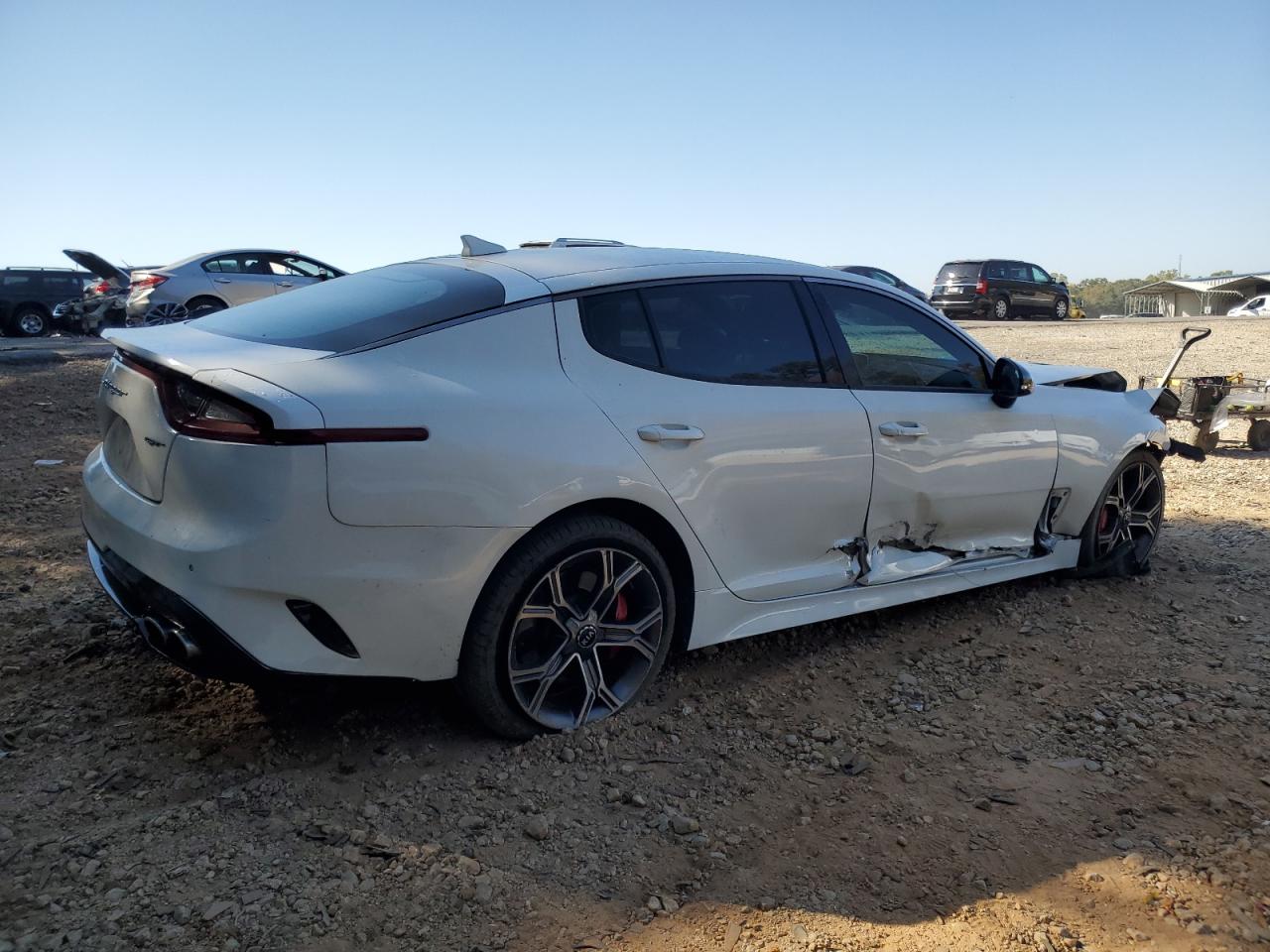 2020 KIA Stinger VIN KNAE35LC9L6080879 Copart auction photo, front end / side damage thumbnail 3