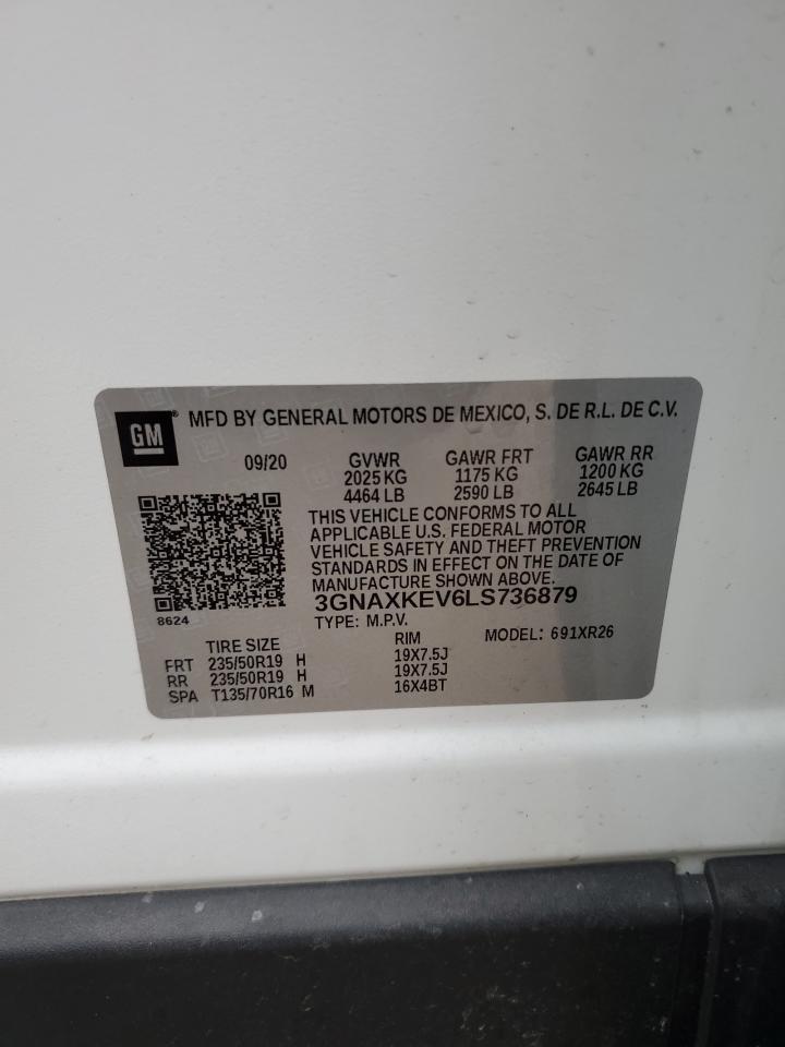 2020 Chevrolet Equinox VIN 3GNAXKEV6LS736879 Copart auction photo, front end damage thumbnail 16