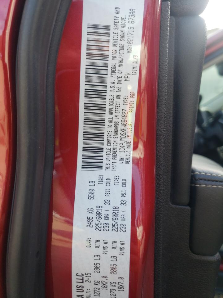 2015 Jeep Grand Cherokee VIN 1C4PJMDSXFW664827 Copart auction photo, rear end / minor dent/scratches damage thumbnail 13