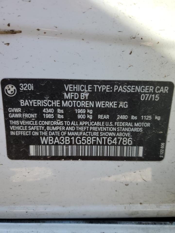 2015 BMW 3er VIN WBA3B1G58FNT64786 Copart auction photo, all over damage thumbnail 12