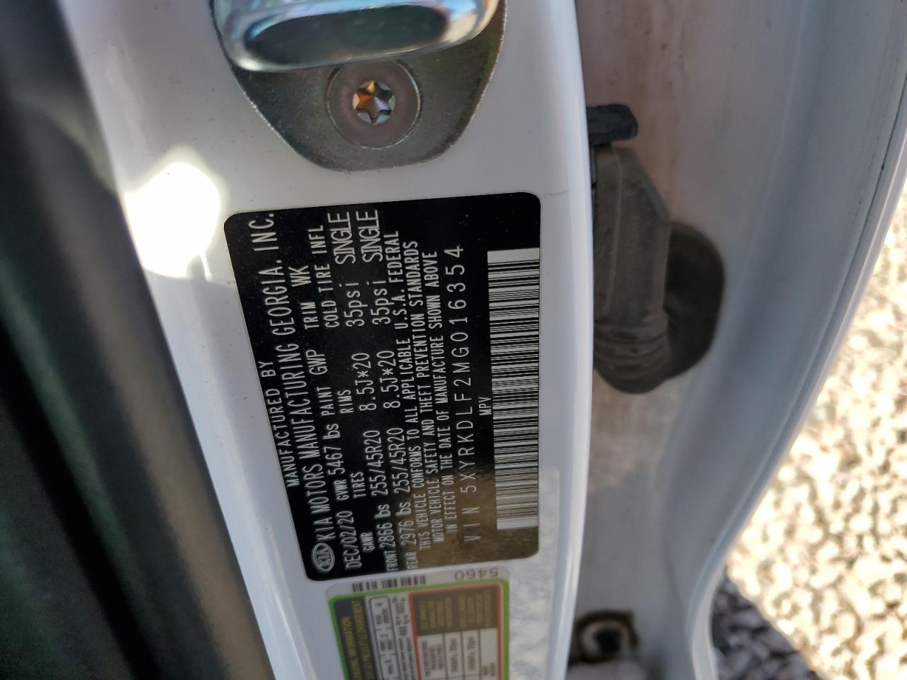 2021 KIA Sorento VIN 5XYRKDLF2MG016354 Copart auction photo, side / rear end damage thumbnail 15