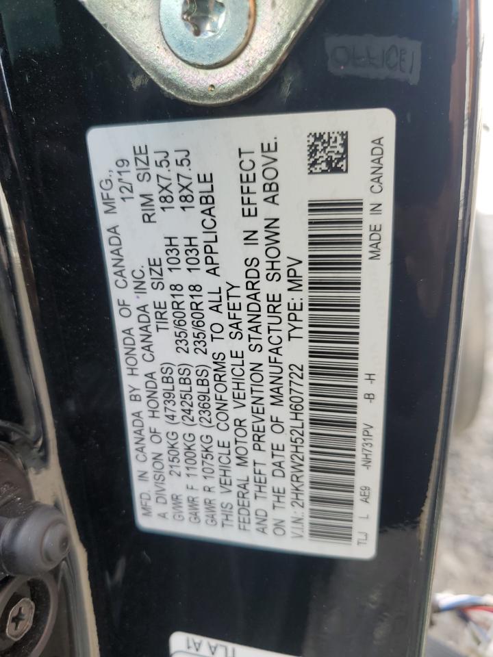 2020 Honda CR-V VIN 2HKRW2H52LH607722 Copart auction photo, all over damage thumbnail 15