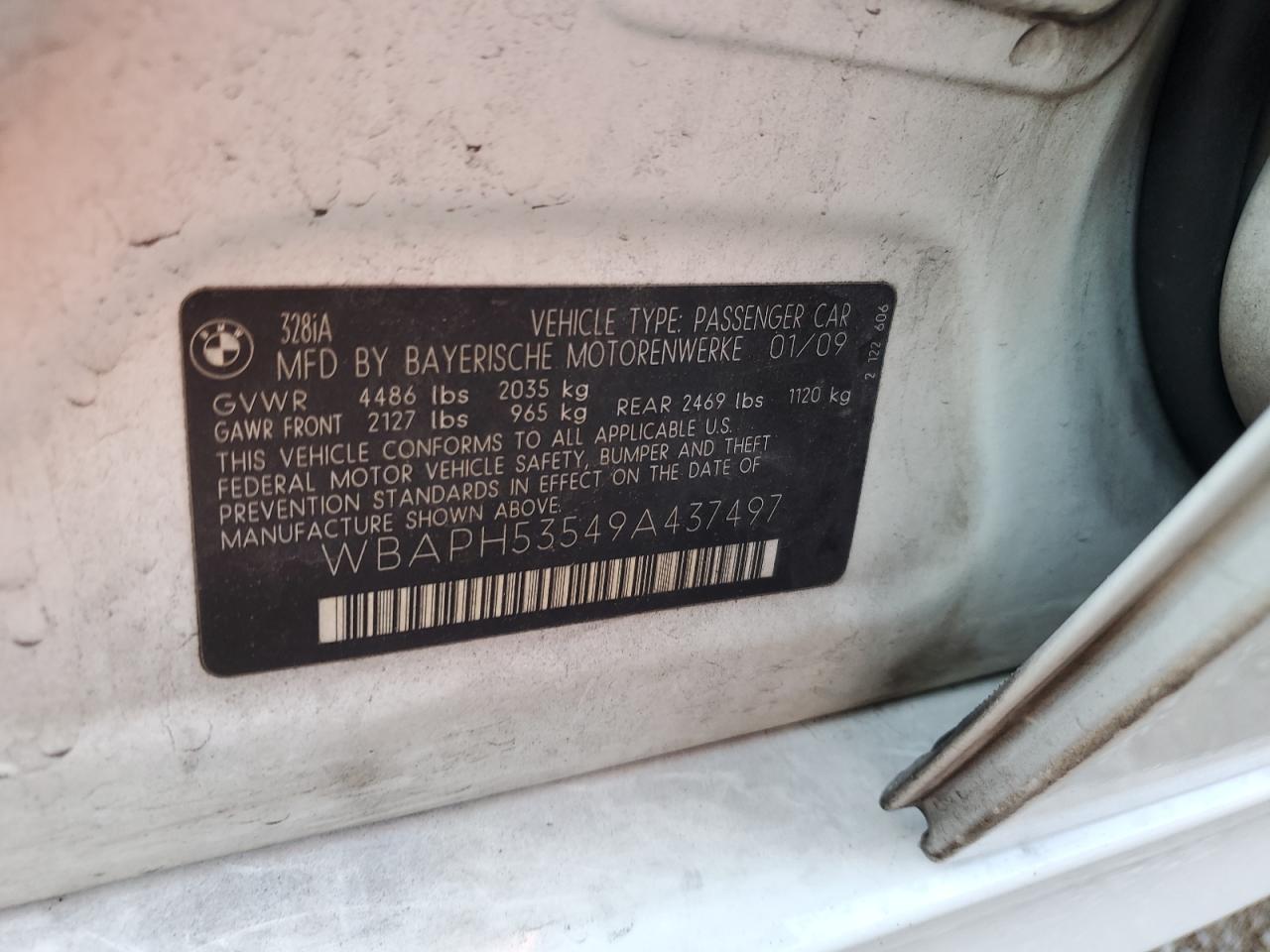 2009 BMW 3er VIN WBAPH53549A437497 Copart auction photo, rear end damage thumbnail 12