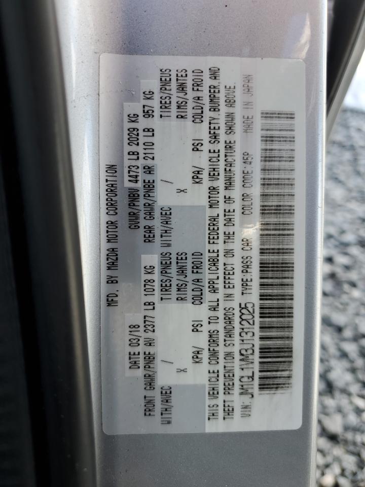 2018 Mazda 6 VIN JM1GL1VM3J1312025 Copart auction photo, water/flood damage thumbnail 13