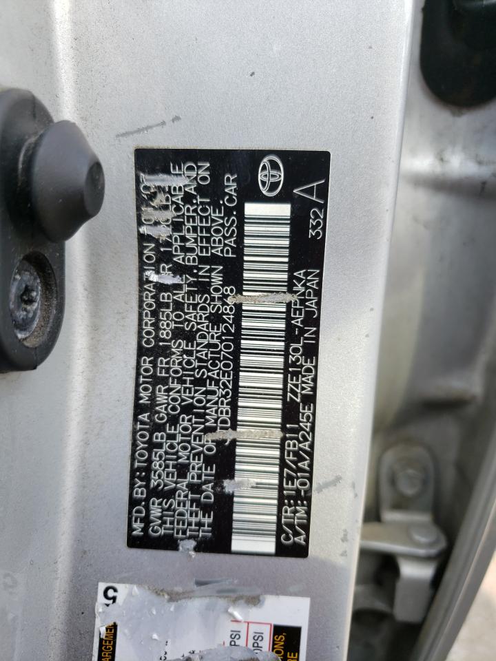 2007 Toyota Corolla VIN JTDBR32E070124868 Copart auction photo, front end / side damage thumbnail 12