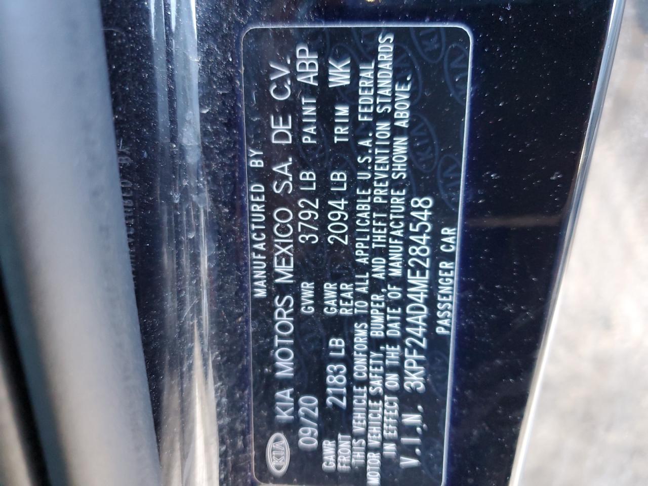 2021 KIA Forte VIN 3KPF24AD4ME284548 Copart auction photo, rear end damage thumbnail 12