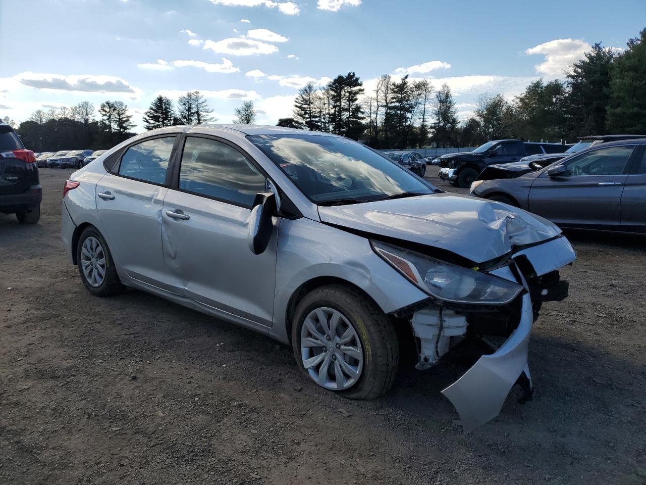 2019 Hyundai Accent VIN 3KPC24A34KE056539 Copart auction photo, front end / side damage thumbnail 4