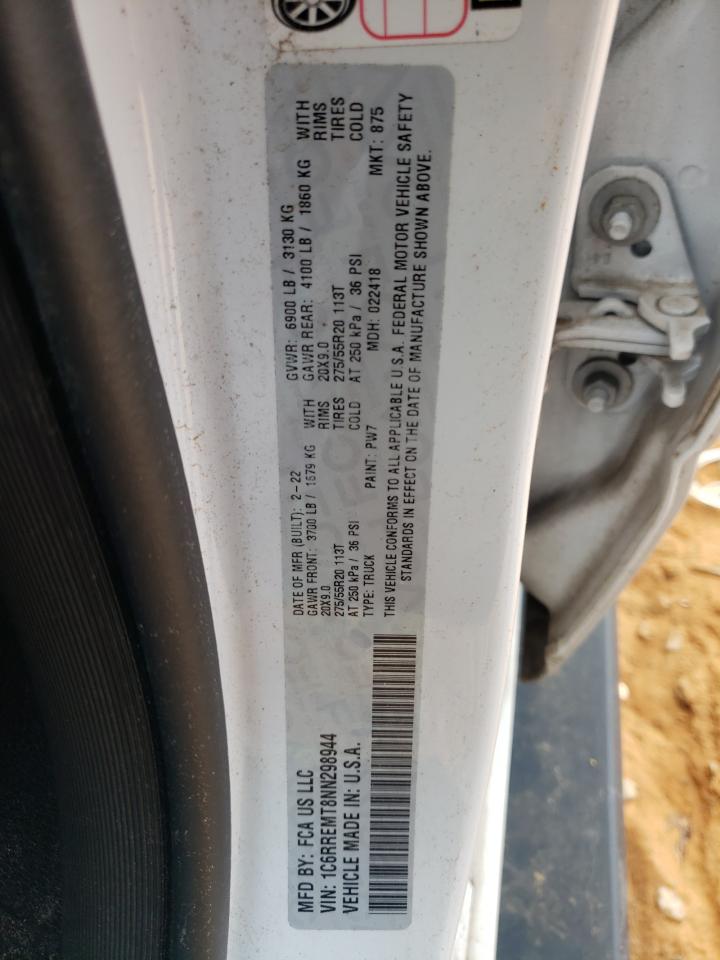 2022 RAM 1500 VIN 1C6RREMT8NN298944 Copart auction photo, all over damage thumbnail 15