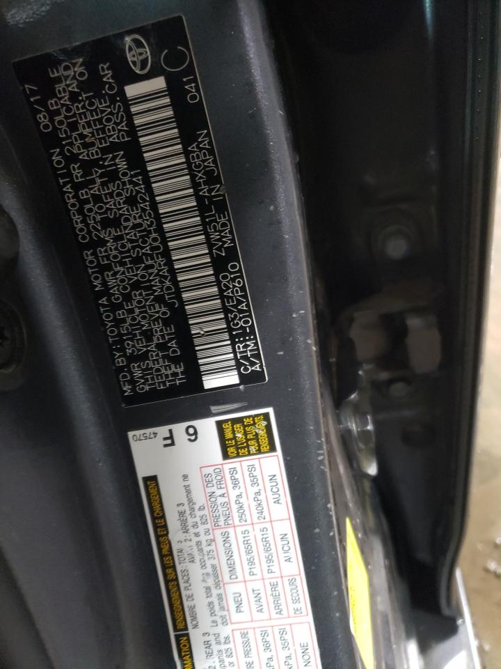2017 Toyota Prius VIN JTDKARFU0H3542441 Copart auction photo, front end / side damage thumbnail 12