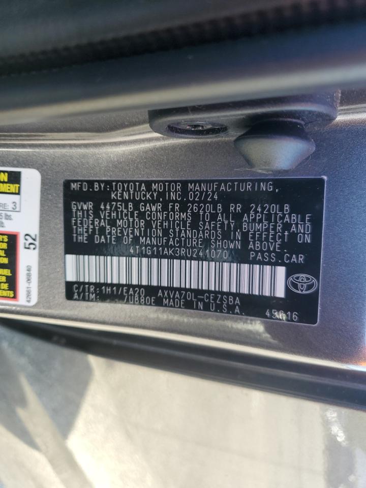 2024 Toyota Camry VIN 4T1G11AK3RU241070 Copart auction photo, front end damage thumbnail 15