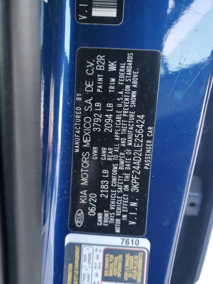 2020 KIA Forte VIN 3KPF24AD2LE256424 Copart auction photo, rear end damage thumbnail 12