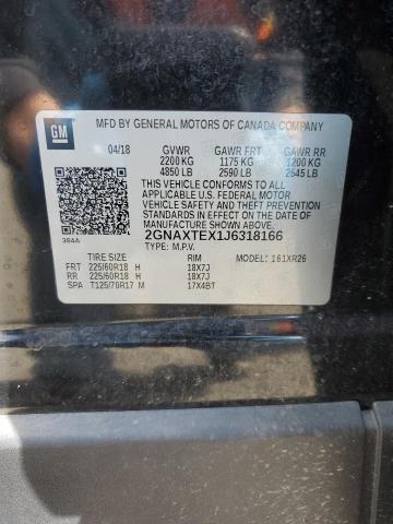 2018 Chevrolet Equinox VIN 2GNAXTEX1J6318166 Copart auction photo, water/flood damage thumbnail 13