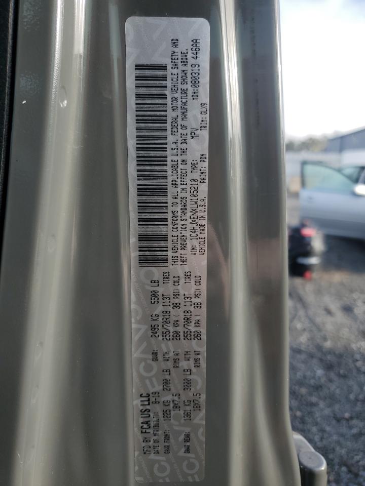 2020 Jeep Wrangler VIN 1C4HJXENXLW105210 Copart auction photo, top/roof damage thumbnail 13