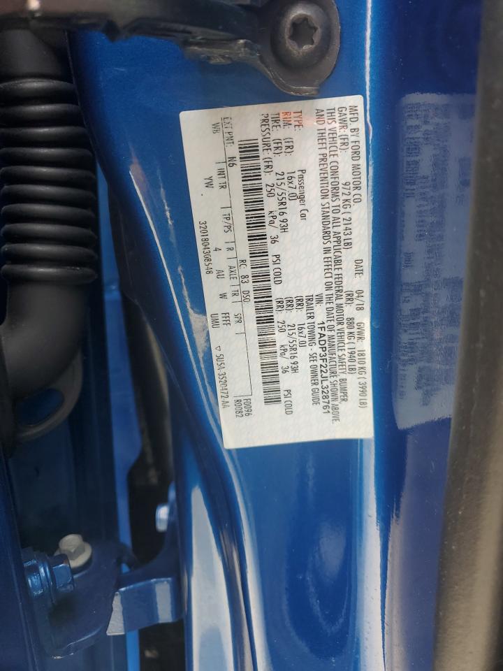2018 Ford Focus VIN 1FADP3F22JL328761 Copart auction photo, rear end / front end damage thumbnail 15
