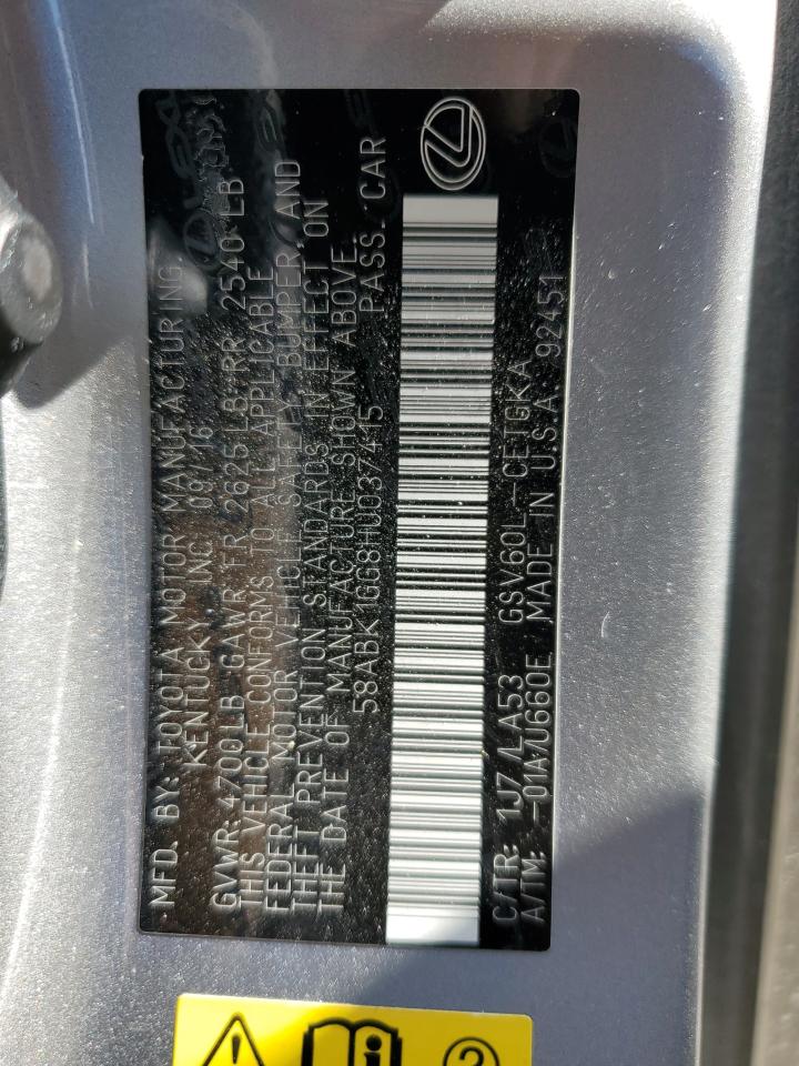 2017 Lexus ES VIN 58ABK1GG8HU037415 Copart auction photo, front end damage thumbnail 12