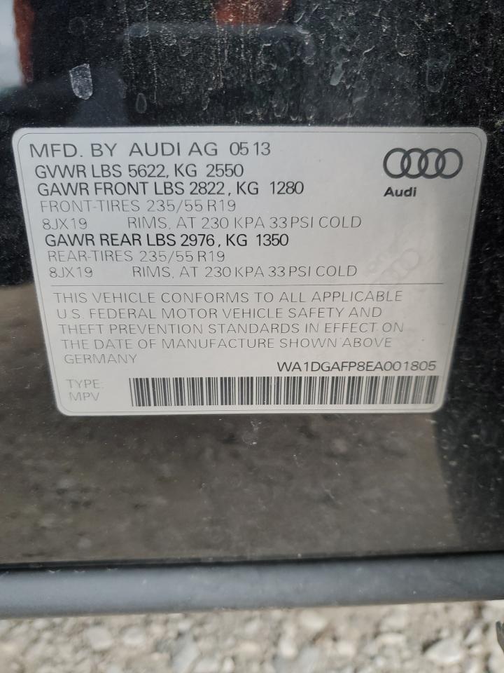 2014 Audi Q5 VIN WA1DGAFP8EA001805 Copart auction photo, front end damage thumbnail 13