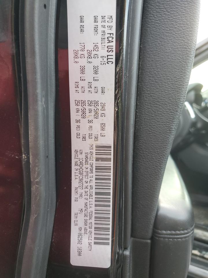 2015 Dodge Durango VIN 1C4RDHDG8FC902727 Copart auction photo, front end damage thumbnail 15