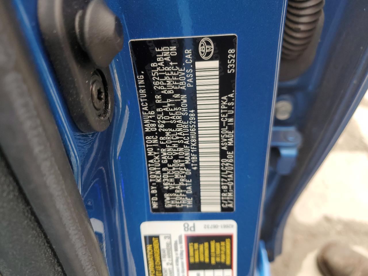 2017 Toyota Camry VIN 4T1BF1FK8HU652984 Copart auction photo, front end damage thumbnail 14