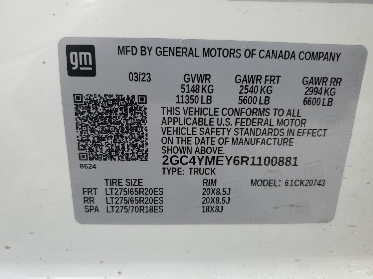 2024 Chevrolet Silverado VIN 2GC4YMEY6R1100881 Copart auction photo, frame damage damage thumbnail 12