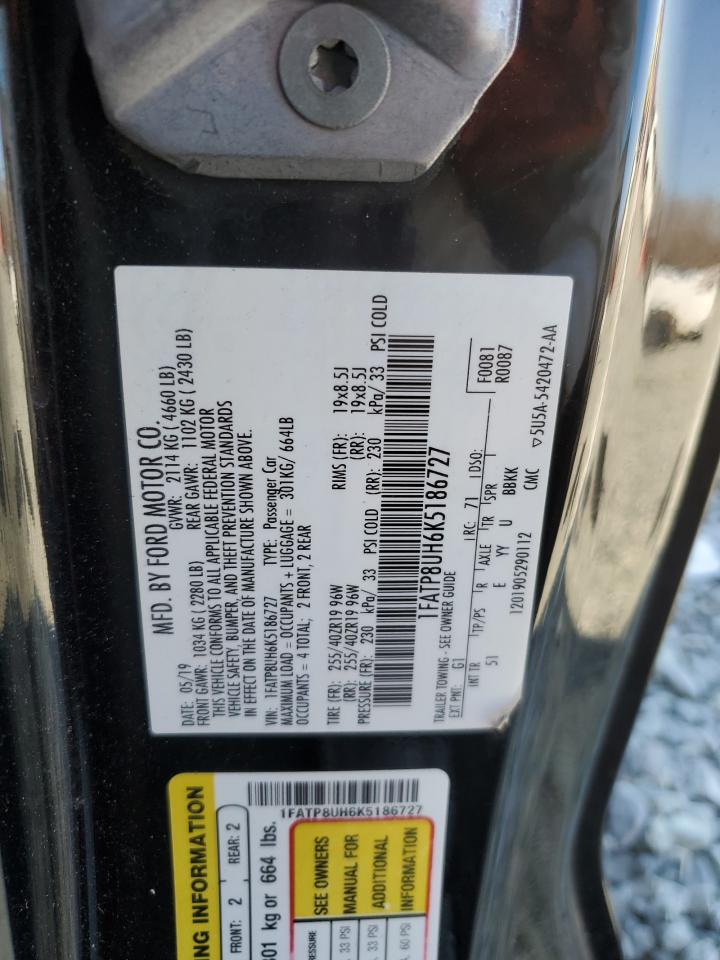 2019 Ford Mustang VIN 1FATP8UH6K5186727 Copart auction photo, front end damage thumbnail 14