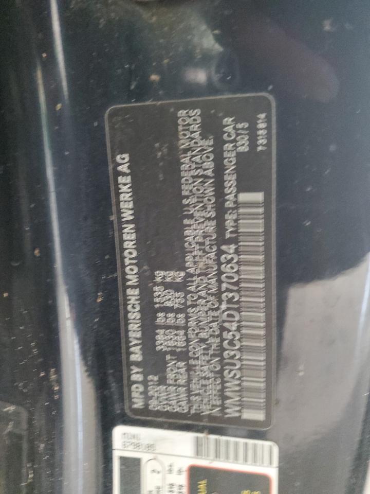 2013 MINI Cooper VIN WMWSU3C54DT370634 Copart auction photo, mechanical damage thumbnail 12