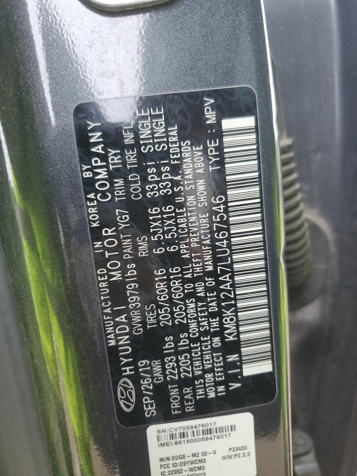 2020 Hyundai Kona VIN KM8K12AA7LU467546 Copart auction photo, front end damage thumbnail 14