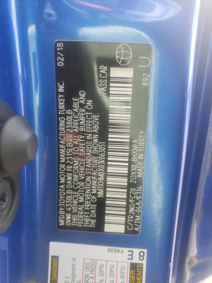 2018 Toyota C-HR VIN NMTKHMBX0JR063051 Copart auction photo, front end / side damage thumbnail 14