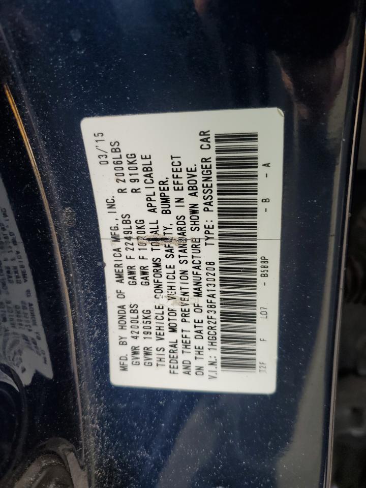2015 Honda Accord VIN 1HGCR2F38FA130208 Copart auction photo, front end / rear end damage thumbnail 12