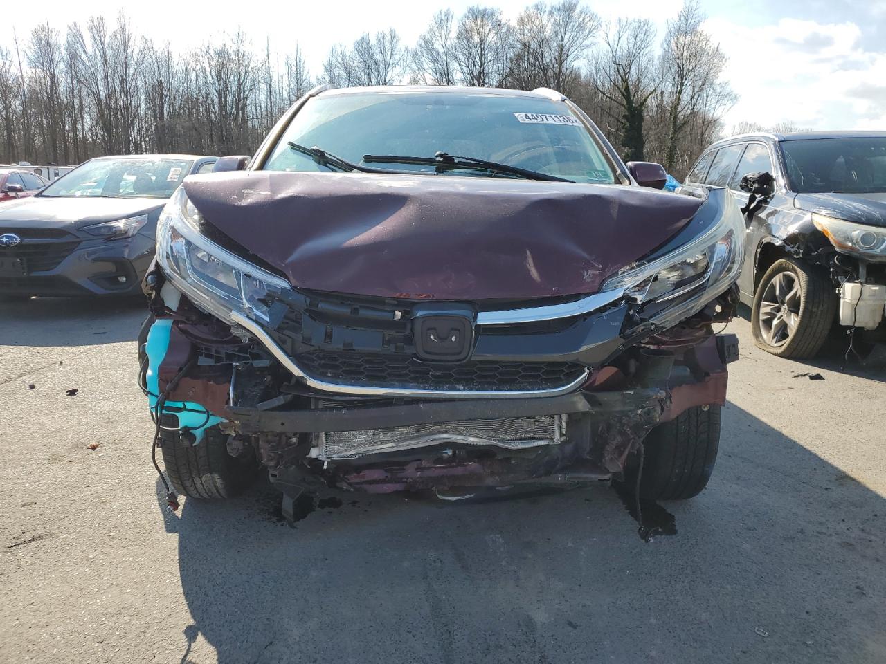 2016 Honda CR-V VIN 2HKRM4H76GH676373 Copart auction photo, front end / side damage thumbnail 5