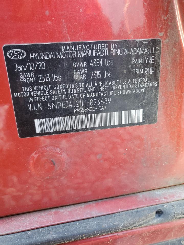 2020 Hyundai Sonata VIN 5NPEJ4J21LH023689 Copart auction photo, front end / side damage thumbnail 12