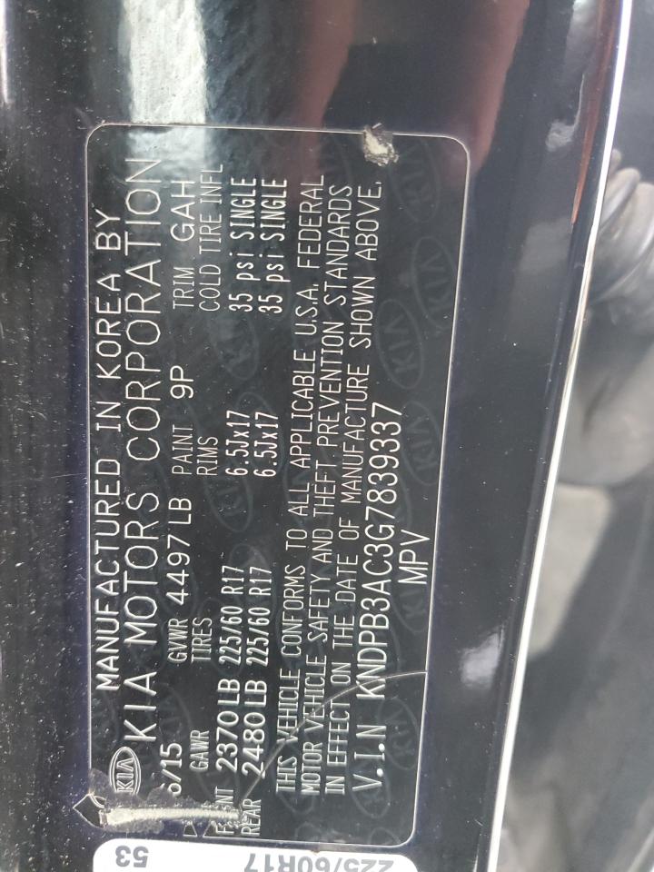 2016 KIA Sportage VIN KNDPB3AC3G7839337 Copart auction photo, all over damage thumbnail 14