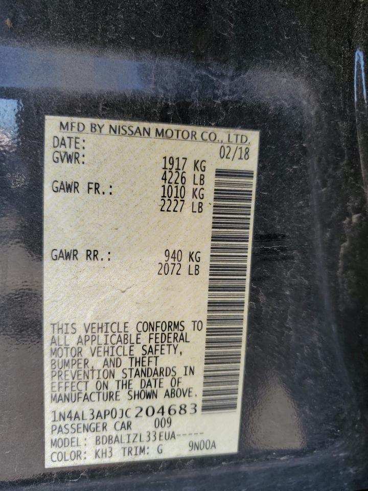2018 Nissan Altima VIN 1N4AL3AP0JC204683 Copart auction photo, all over damage thumbnail 12