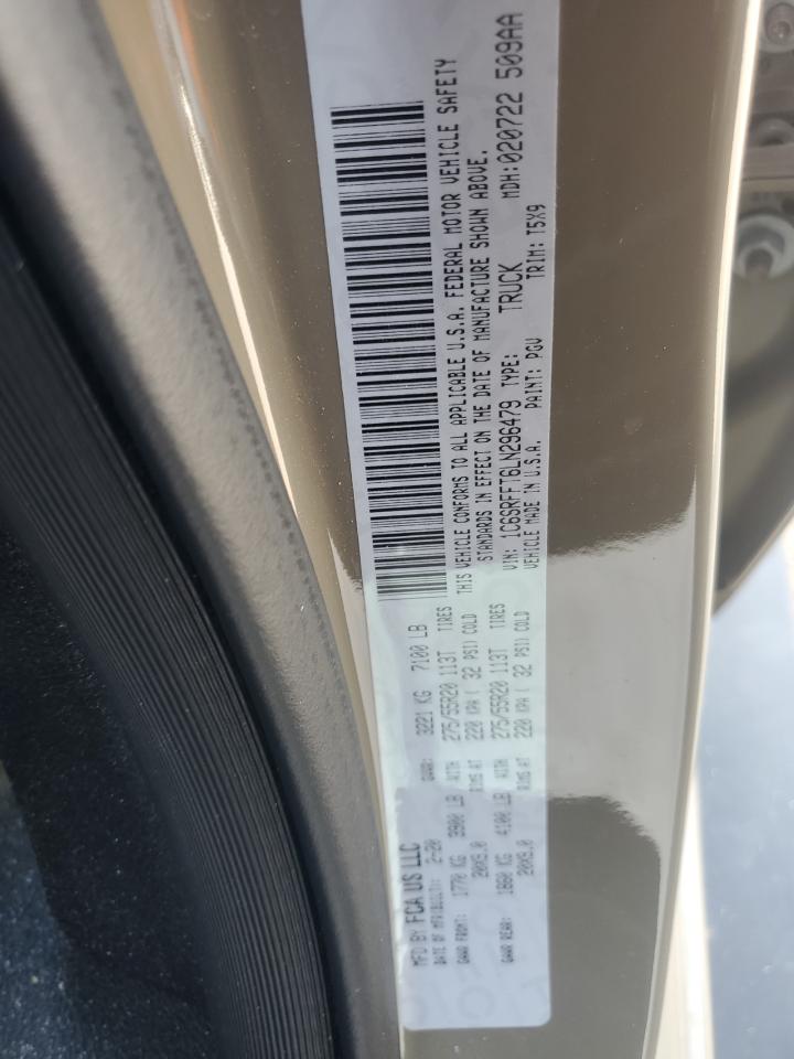 2020 RAM 1500 VIN 1C6SRFFT6LN296479 Copart auction photo, hail / minor dent/scratches damage thumbnail 12