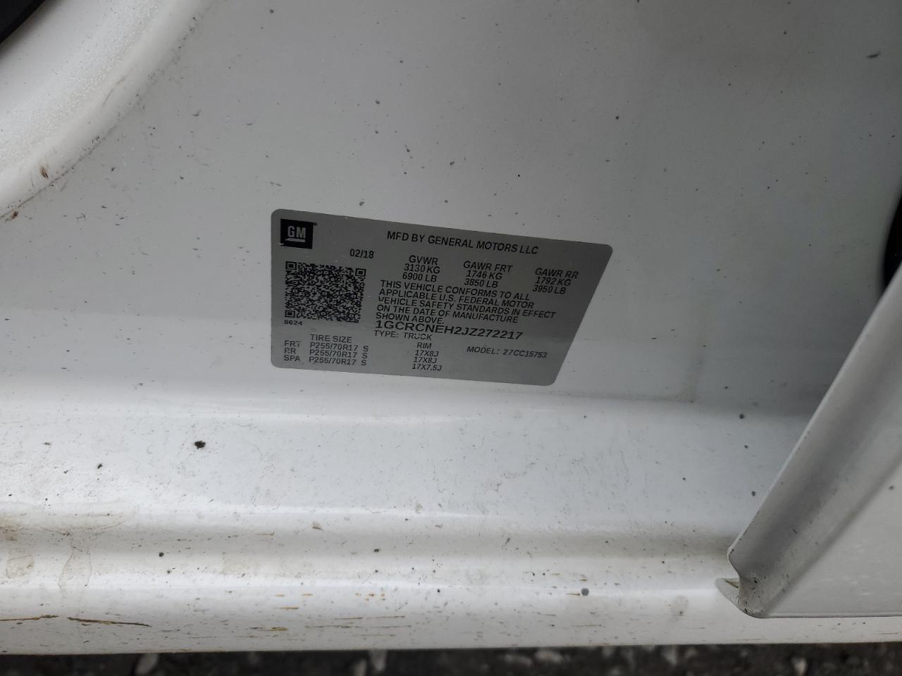 2018 Chevrolet Silverado VIN 1GCRCNEH2JZ272217 Copart auction photo, normal wear damage thumbnail 12