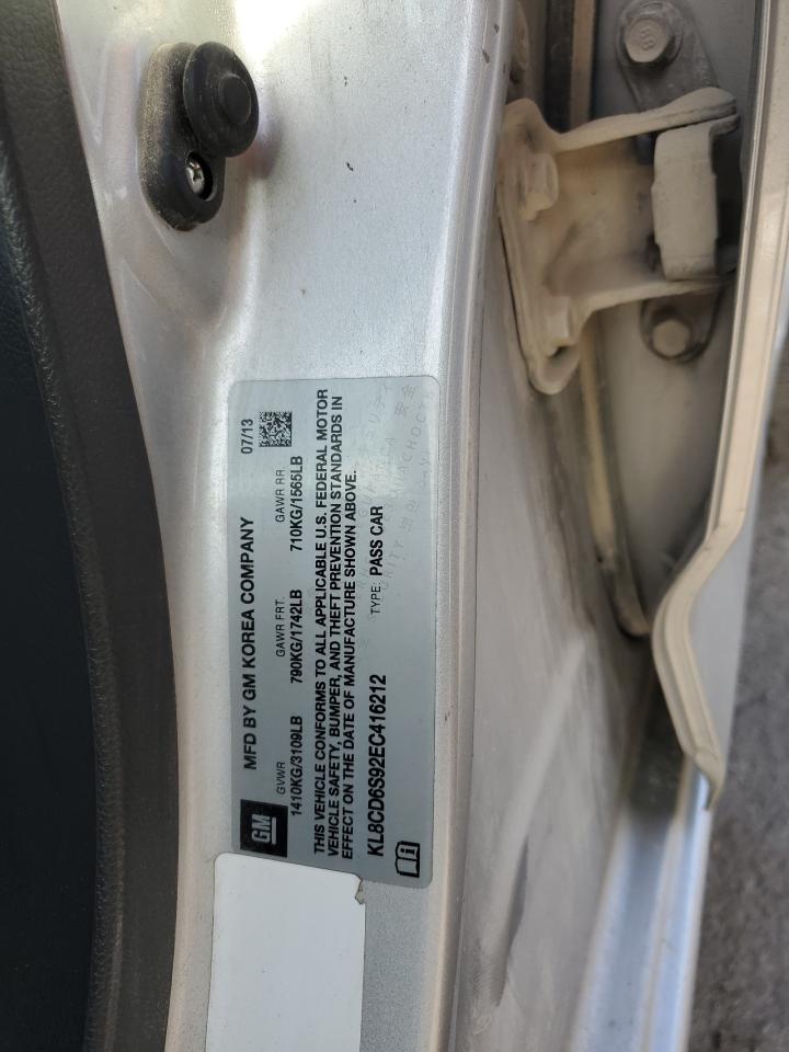2014 Chevrolet Spark VIN KL8CD6S92EC416212 Copart auction photo, front end damage thumbnail 12