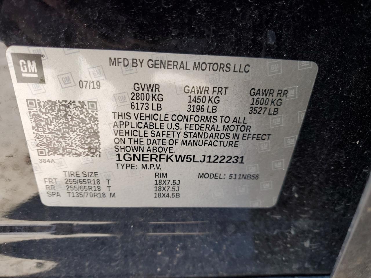 2020 Chevrolet Traverse VIN 1GNERFKW5LJ122231 Copart auction photo, front end / side damage thumbnail 15