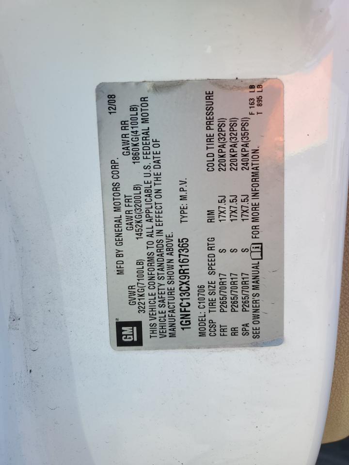 2009 Chevrolet Tahoe VIN 1GNFC13CX9R167365 Copart auction photo, side damage thumbnail 13