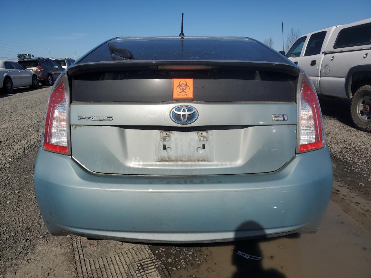2014 Toyota Prius VIN JTDKN3DU0E1767695 Copart auction photo, front end / side damage thumbnail 6