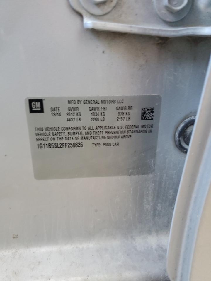 2015 Chevrolet Malibu VIN 1G11B5SL2FF250826 Copart auction photo, side damage thumbnail 12