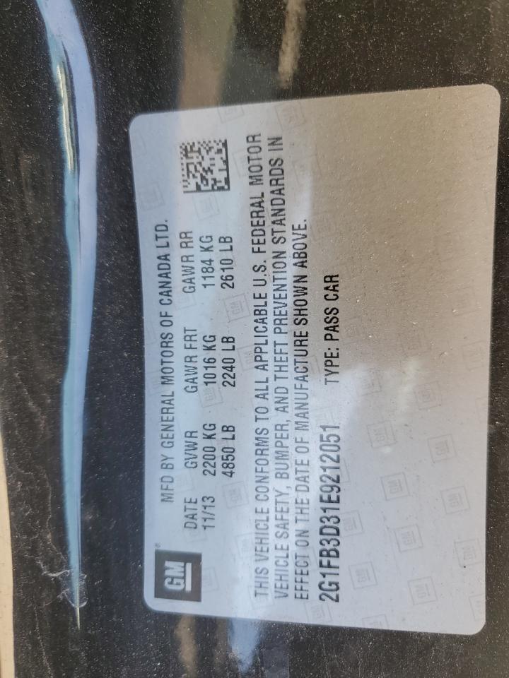2014 Chevrolet Camaro VIN 2G1FB3D31E9212051 Copart auction photo, side damage thumbnail 14