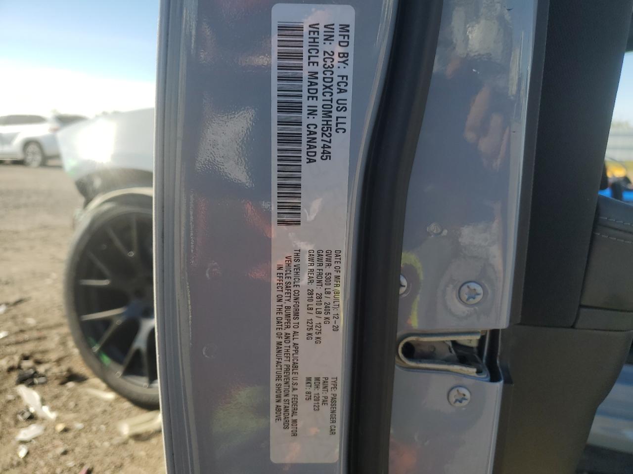 2021 Dodge Charger VIN 2C3CDXCT0MH527445 Copart auction photo, front end / minor dent/scratches damage thumbnail 14