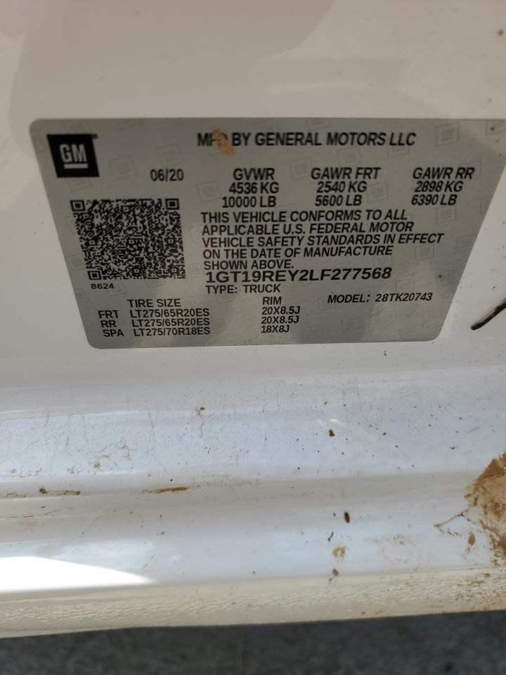 2020 GMC Sierra VIN 1GT19REY2LF277568 Copart auction photo, front end damage thumbnail 12
