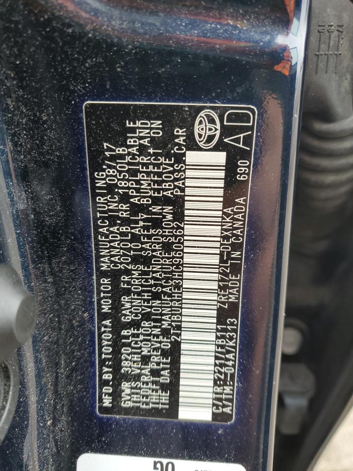 2017 Toyota Corolla VIN 2T1BURHE3HC960562 Copart auction photo, front end / side damage thumbnail 12