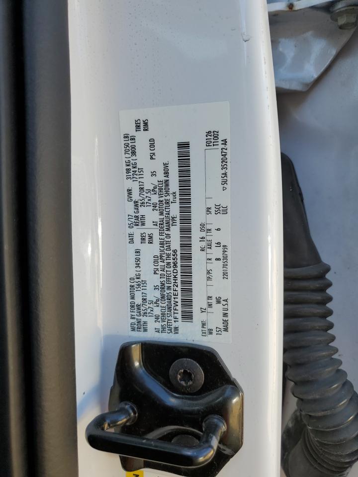 2017 Ford F-150 VIN 1FTFW1EF2HKD96556 Copart auction photo, front end / minor dent/scratches damage thumbnail 14